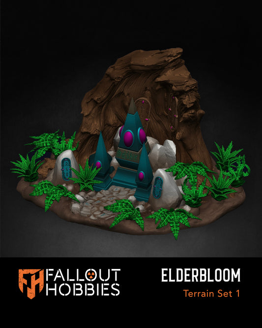 Elderbloom Terrain Set 1 – Ancient Alien Shrine & Objective Marker STL Collection