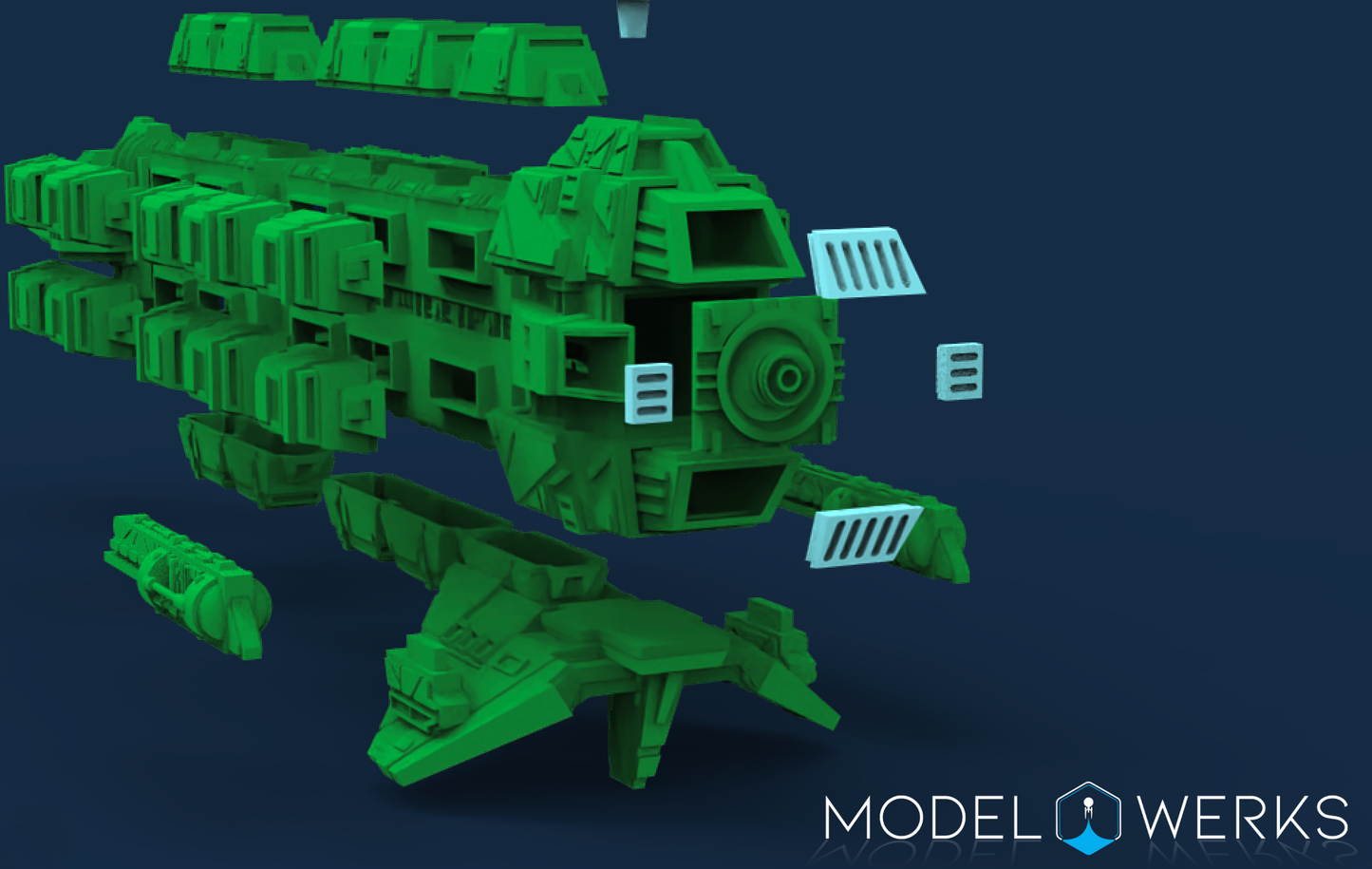 1:1000 24th Century Alien Freighter STL File Download