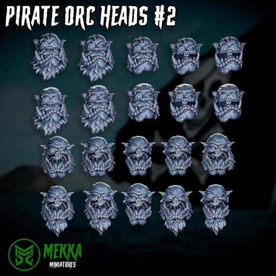 Ork Pirate Heads x20 Resin Upgrade Parts - Mekka Miniatures - Set 1 product image