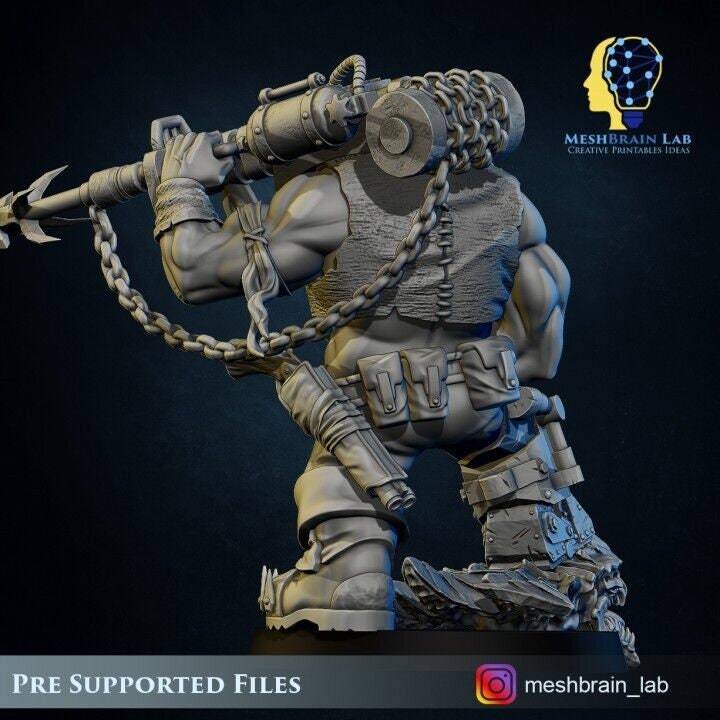 Ork Pirate Harpooner Resin Miniature Figure alternate view 4