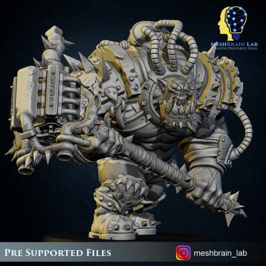 Ork Brute Warboss Resin Boss Miniature - Meshbrain Labs alternate view 2