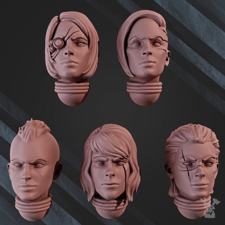 War Sisters Bits "Ebony Grail" - Head Set x10 Resin Upgrade Parts product image