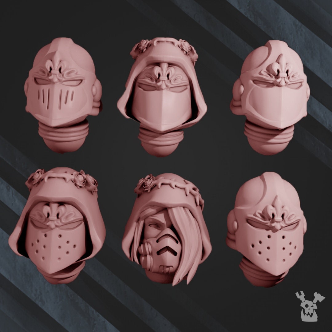 War Sisters Bits - "Bloody Rose 2" Helmet Set x12 Resin Upgrade Parts product image