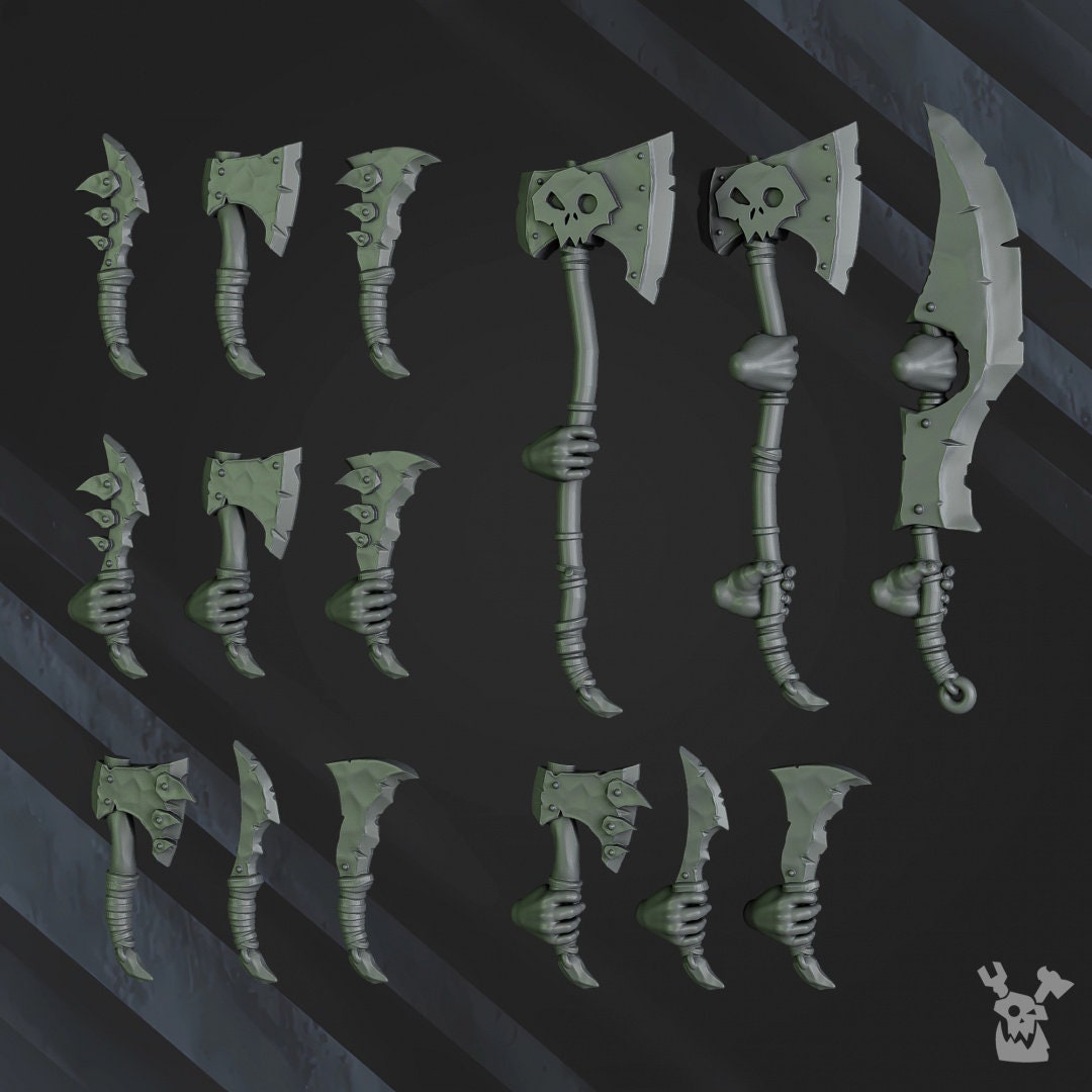 Squad of 5 Ork Bigg'uns Resin Miniatures Set - DakkaDakka Miniatures alternate view 5