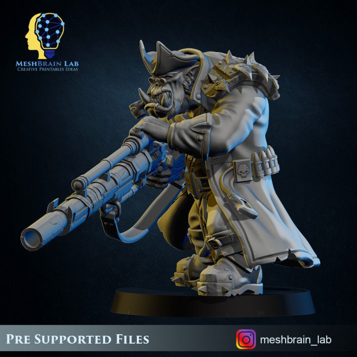 Ork Pirate Sniper Resin Miniature Figure alternate view 4