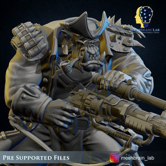 Ork Pirate Sniper Resin Miniature Figure alternate view 2