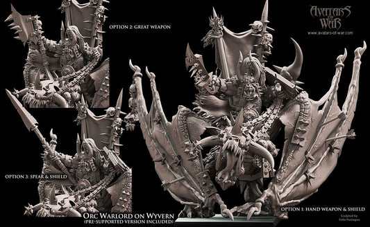 Orc Warlord On Wyvern Resin Boss Miniature alternate view 2