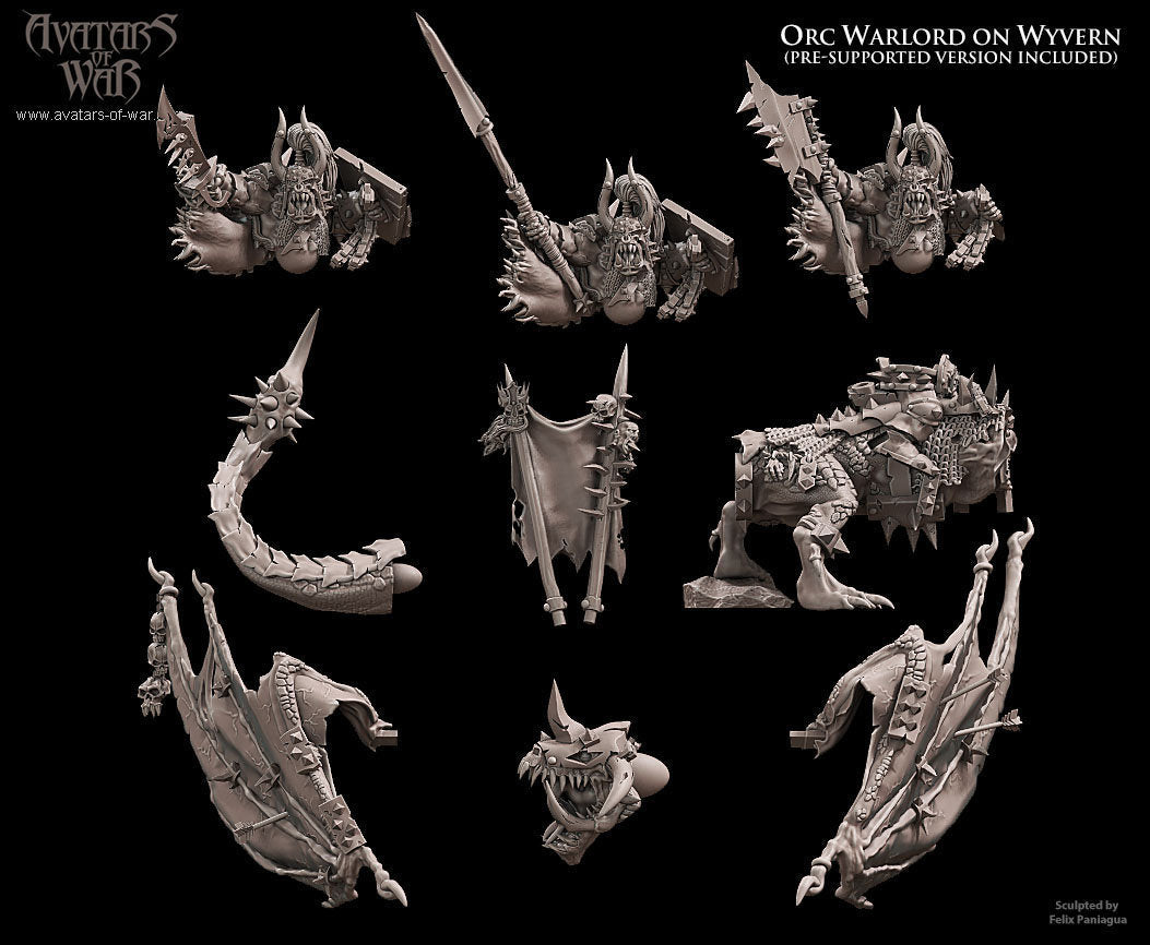 Orc Warlord On Wyvern Resin Boss Miniature alternate view 4