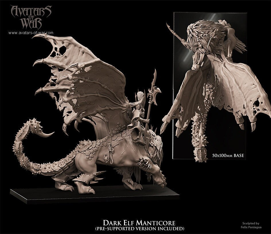 Dark Elf Manticore Resin Boss Miniature alternate view 3