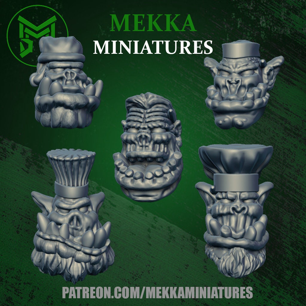 Ork Chef Heads x10 Resin Upgrade Parts product image