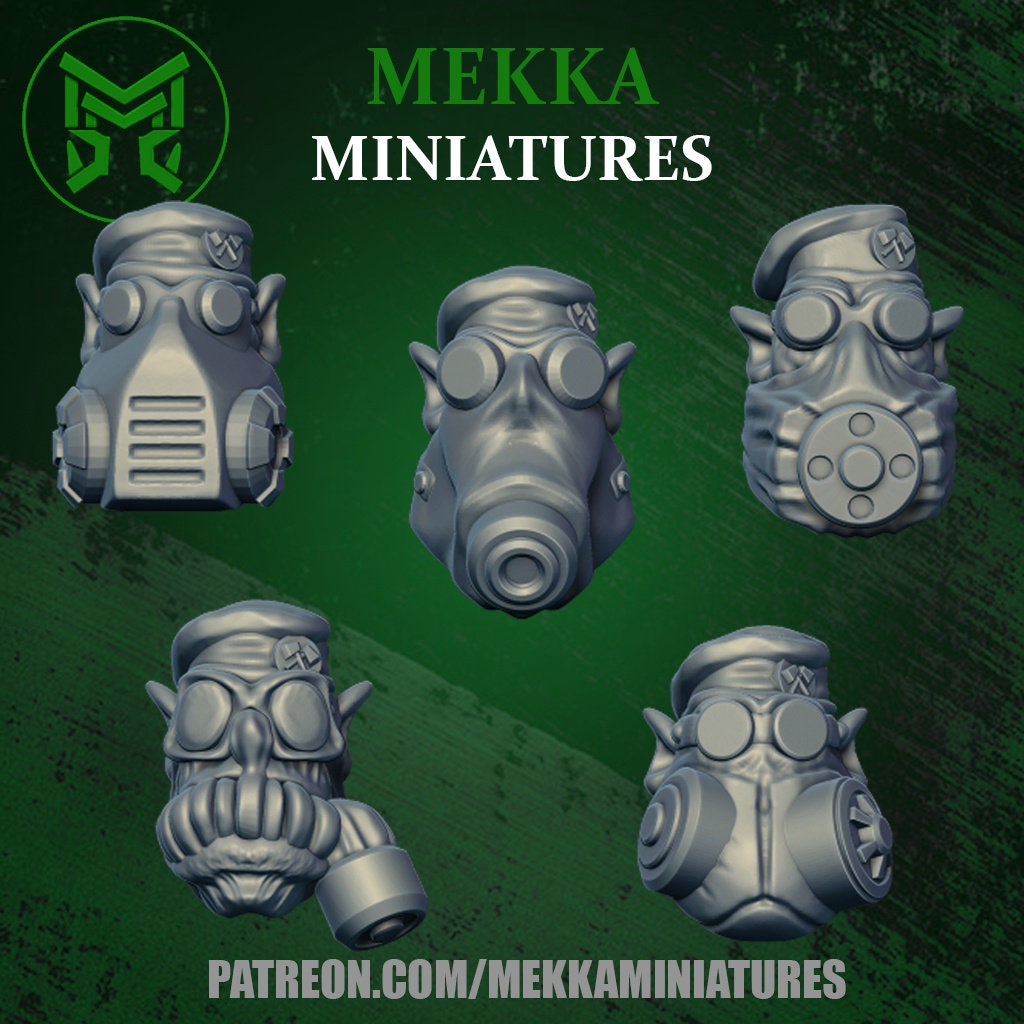 Ork Gas Mask Heads x10 Resin Upgrade Parts product image