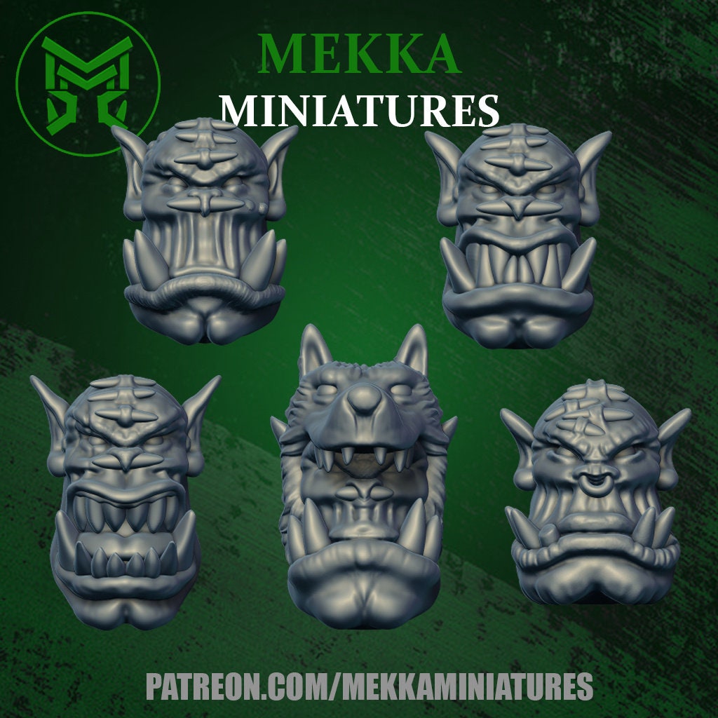 Feral Ork Heads x10 Resin Upgrade Parts product image