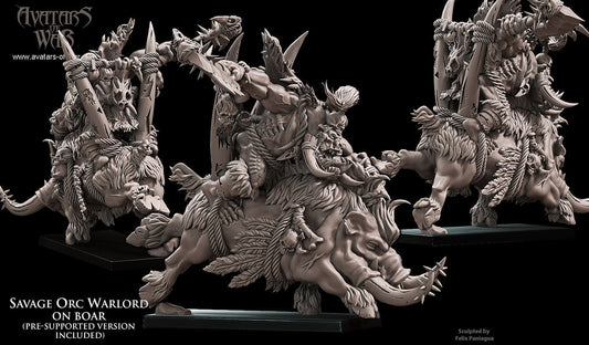 Savage Orc Warlord on Warboar Resin Boss Miniature alternate view 2