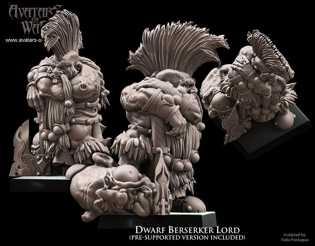 Dwarf Berserker Lord Resin Boss Miniature alternate view 3