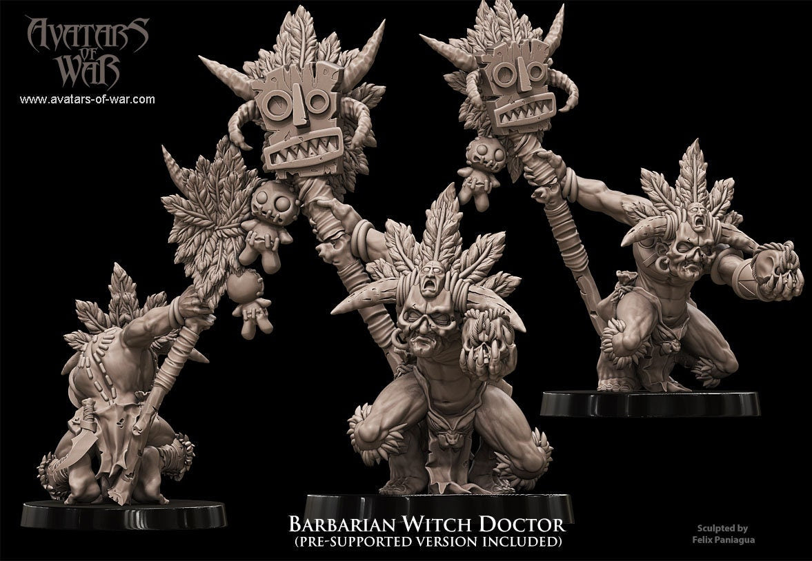 Barbarian Witch Doctor Resin Miniature Figure product image