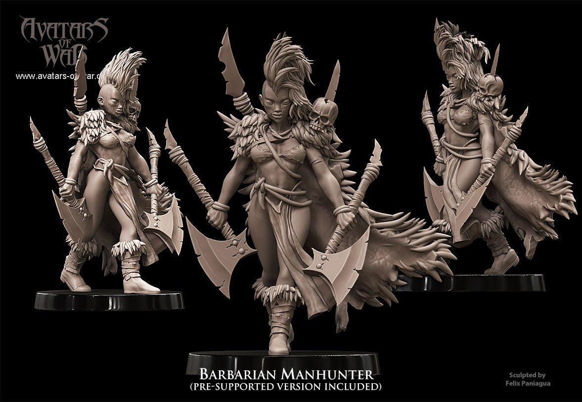 Barbarian Manhunter Champion Resin Miniature Figure alternate view 4