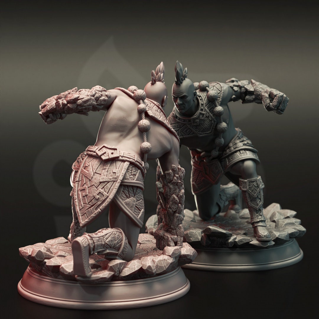 Earth Genasi Brawler Resin Miniature Figure alternate view 2