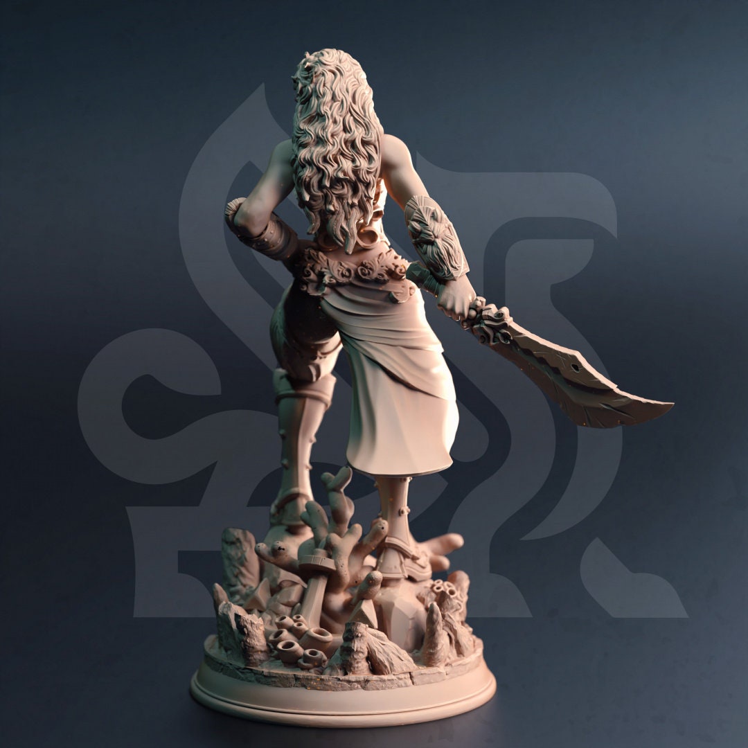 Triton Female Fighter Resin Miniature Figure alternate view 2
