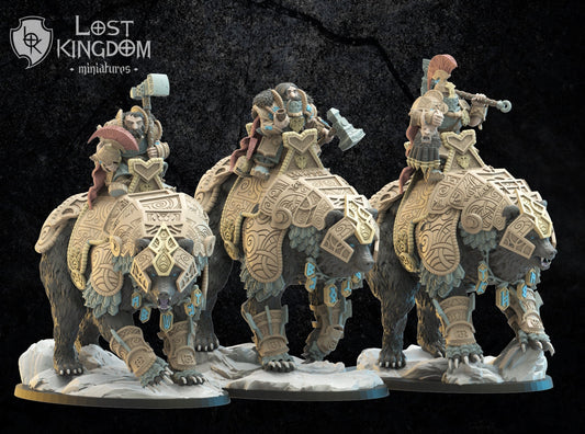 Bjorn Knights on Warbears x3 Resin Miniatures Set alternate view 2