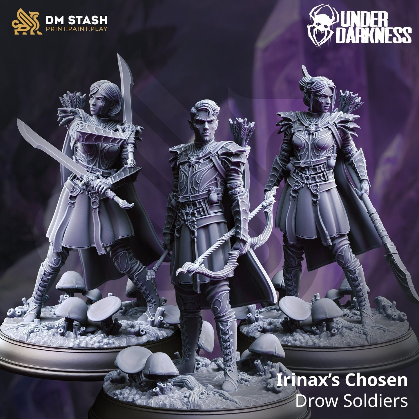 Drow Soldiers x3 Resin Miniatures Set product image