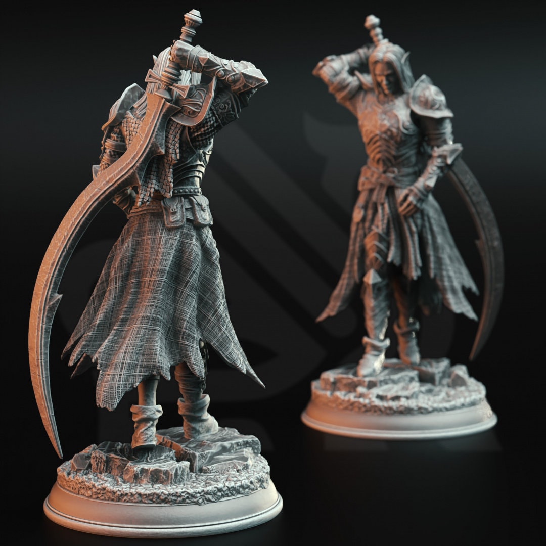 Drow Moon Paladin Resin Miniature Figure alternate view 2