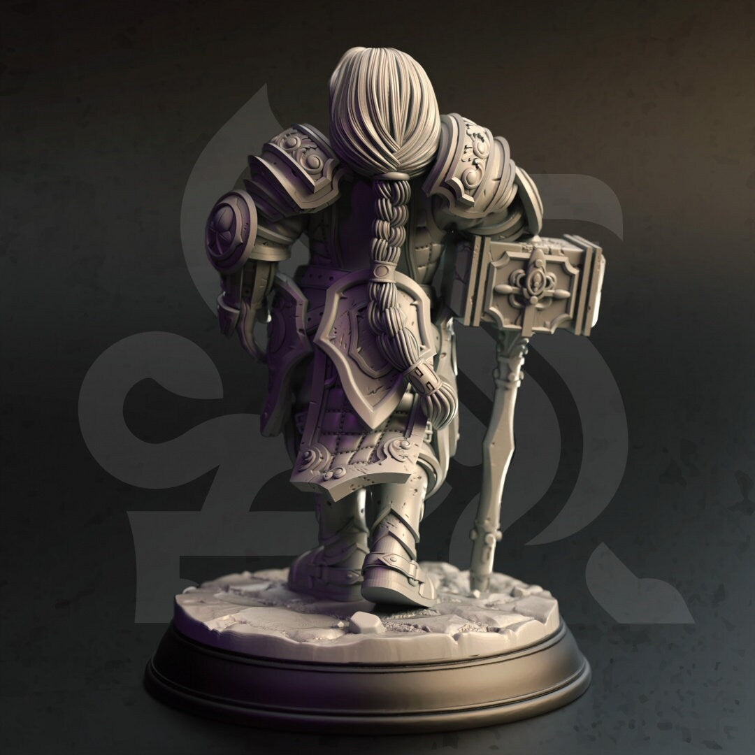 Female Dwarf Paladin Resin Miniature Figure alternate view 2