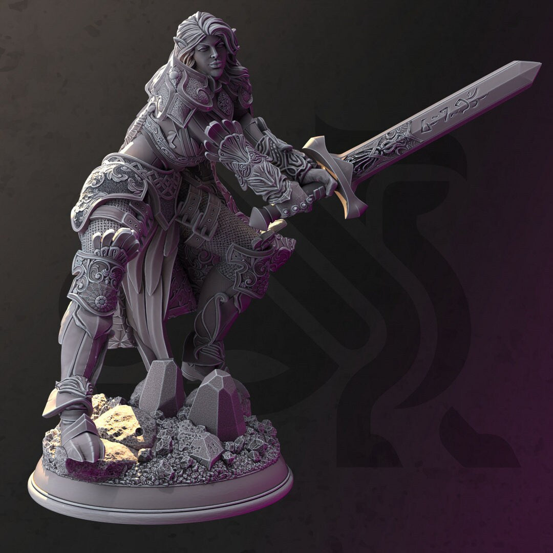 Elf Paladin Resin Miniature Figure alternate view 3