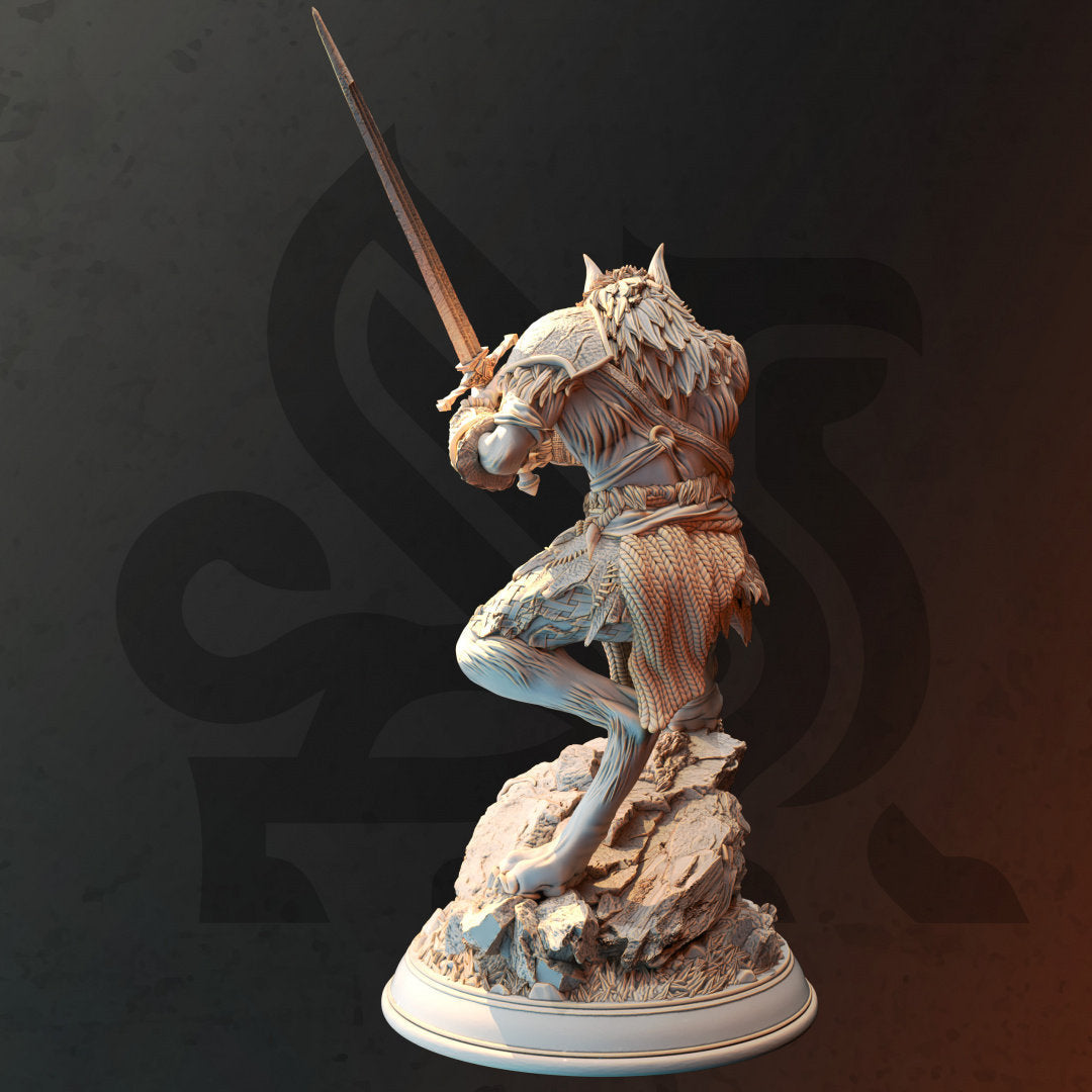 Werewolf Barbarian Fighter Resin Miniature Figure alternate view 2