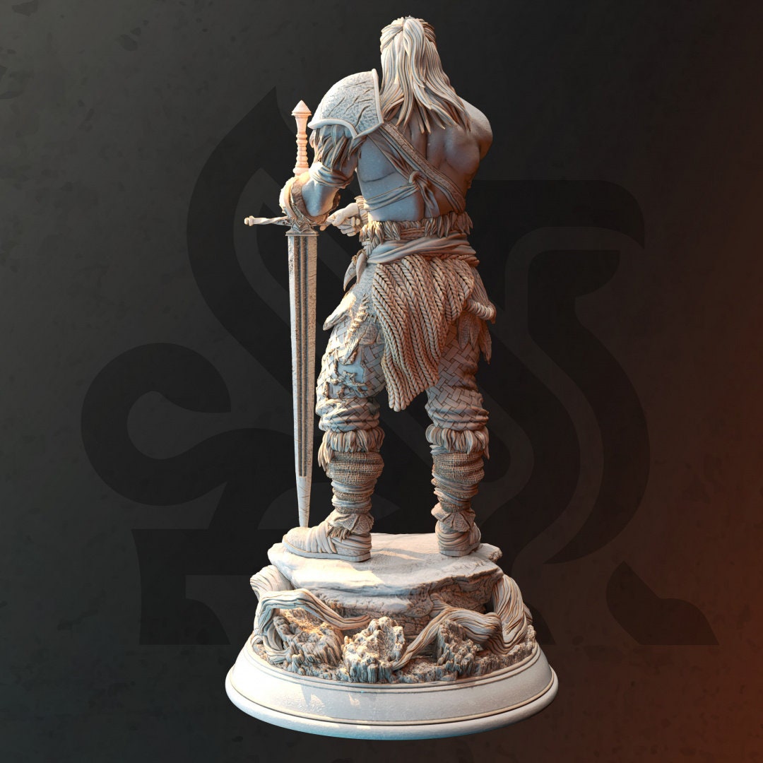 Wild Barbarian Fighter Resin Miniature Figure alternate view 2