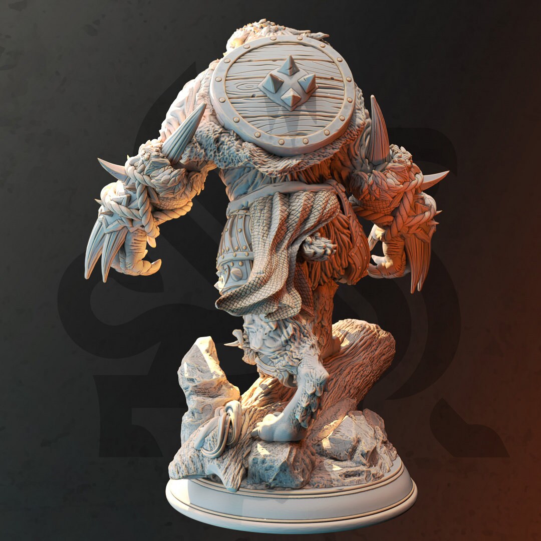 Werebear Bearserker Barbarian Resin Miniature Figure alternate view 2
