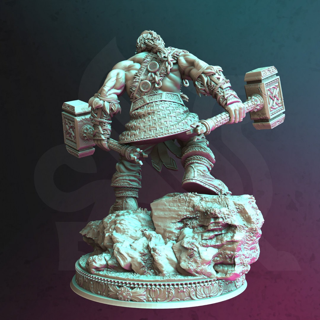 Dwarven Barbarian Resin Miniature Figure alternate view 2