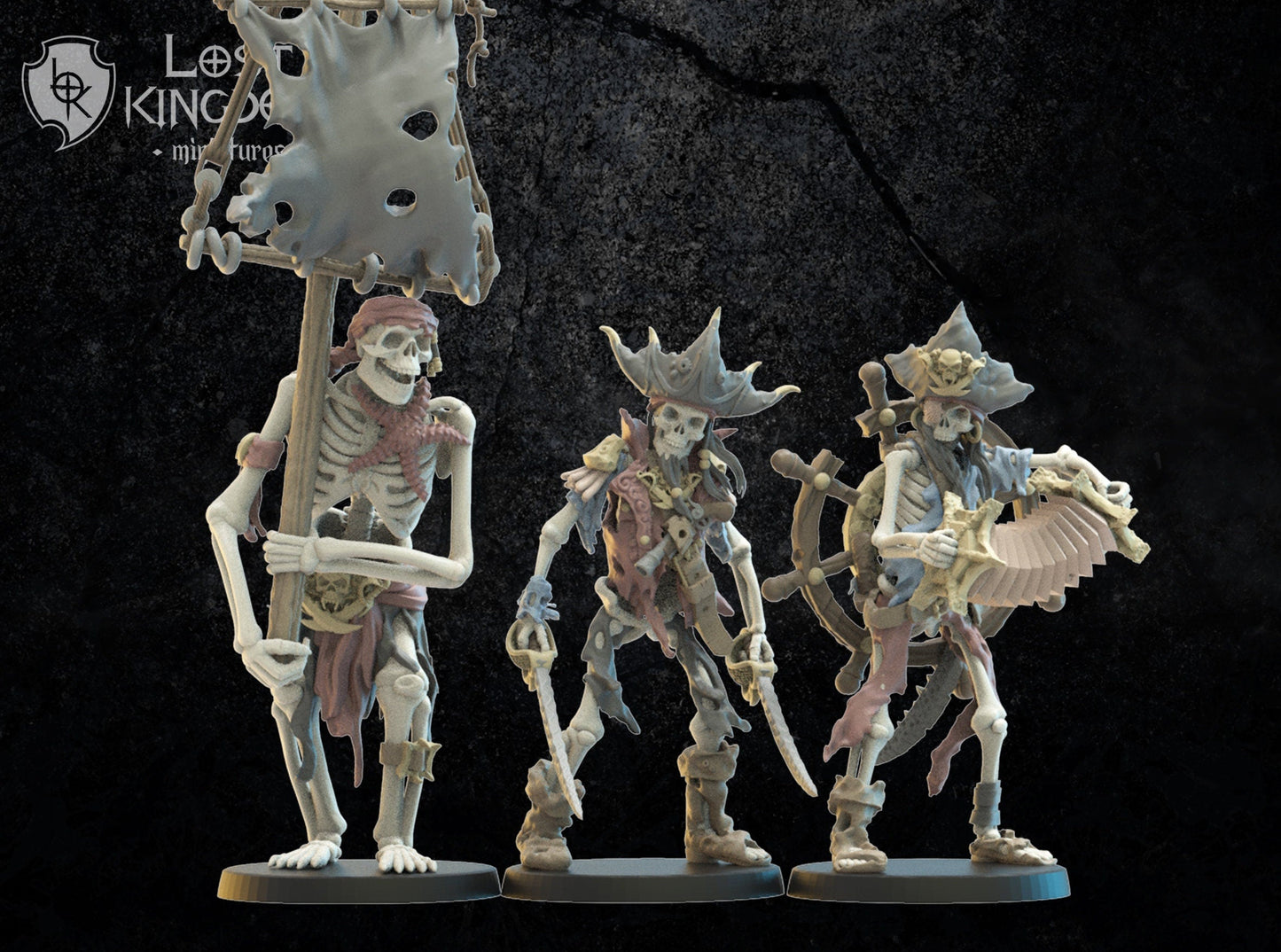 Skeletal Buccaneers Command Group Resin Boss Miniature alternate view 3