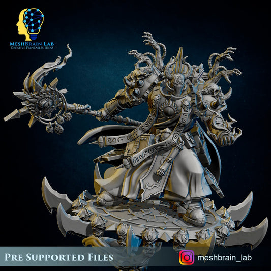 Doom Marine Sorcerer on Flying Disc Resin Miniature Figure alternate view 2