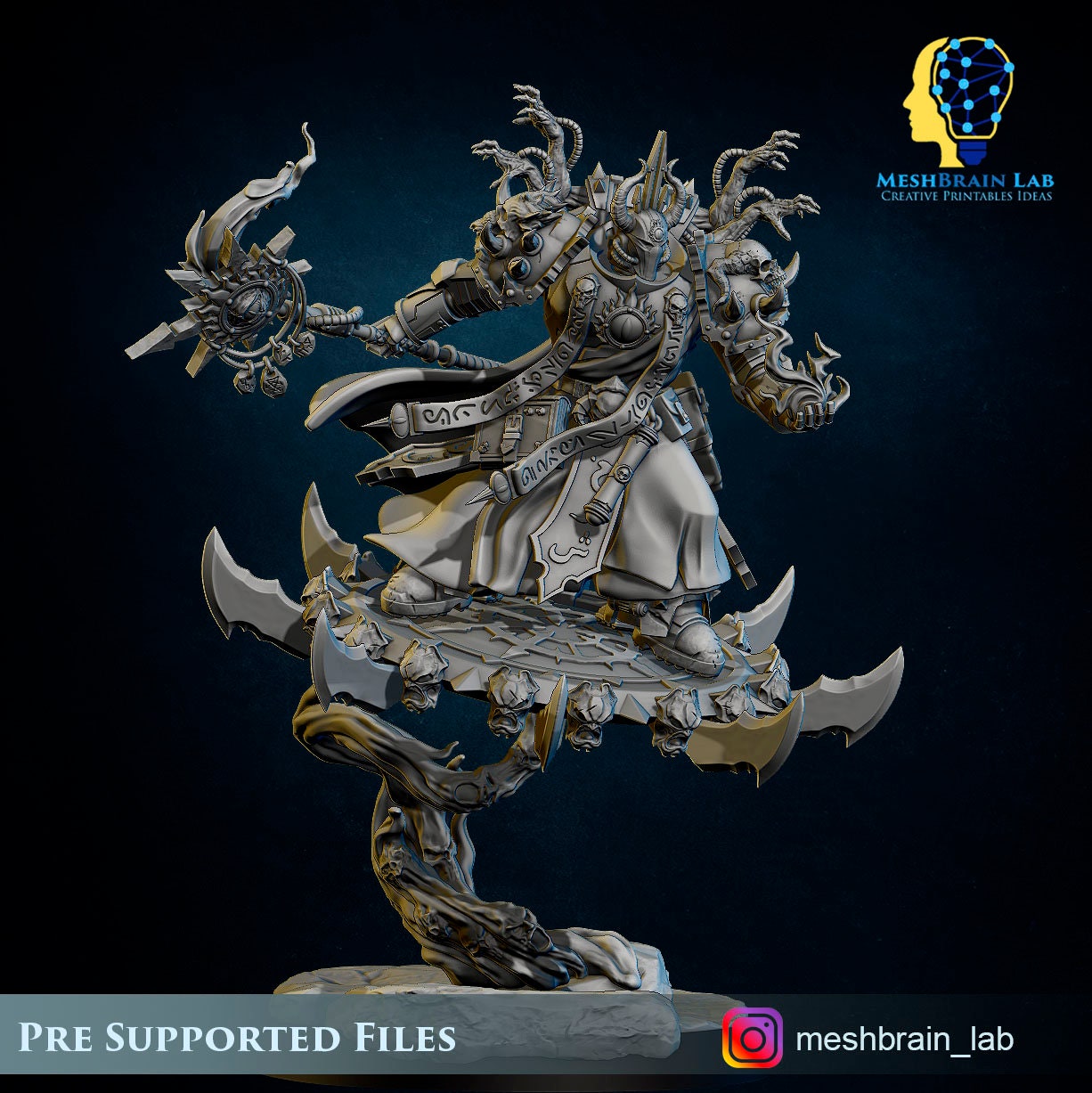 Doom Marine Sorcerer on Flying Disc Resin Miniature Figure alternate view 5
