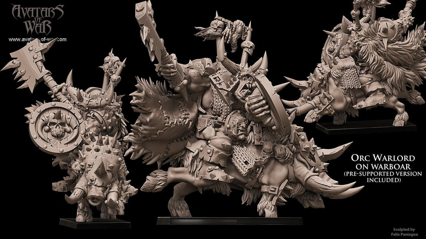 Iron Orc Warboss on Warboar Resin Boss Miniature alternate view 2