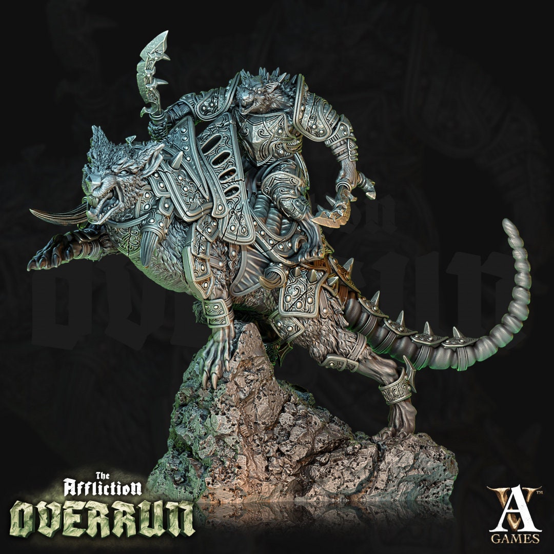 Dire Rat Rider Resin Miniature Figure alternate view 4