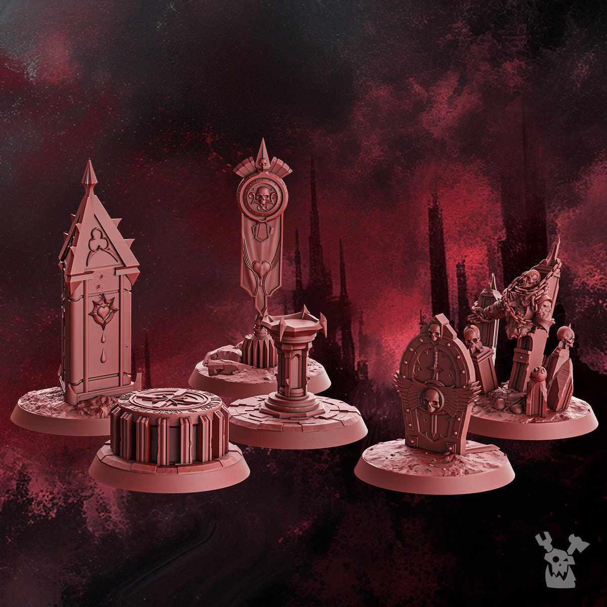 Crimson Wing Objective Markers Resin Terrain Set alternate view 2