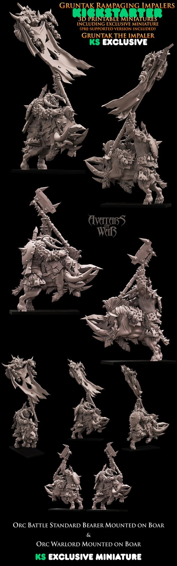Gruntak the Impaler on Warboar Resin Miniature Figure product image
