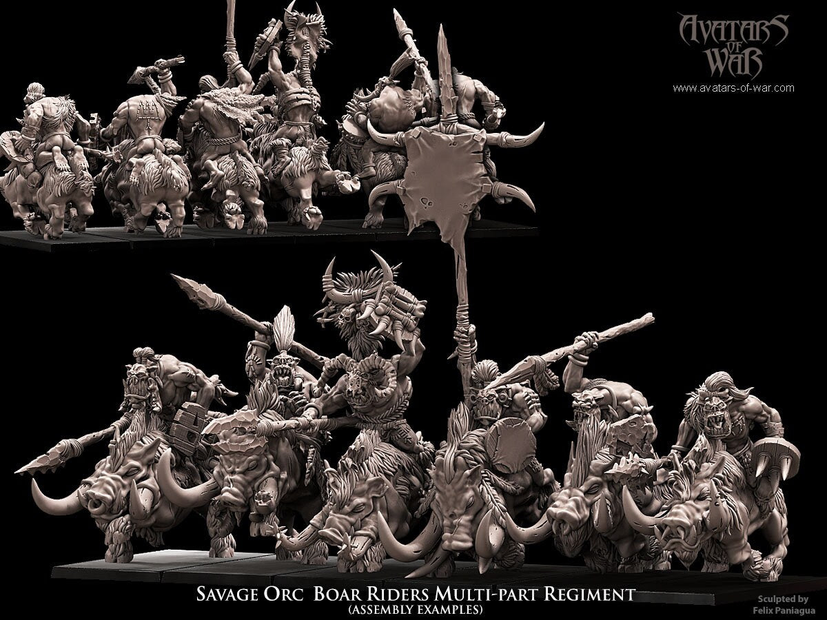 Savage Orc Boar Rider Regiment Resin Miniatures Regiment alternate view 4