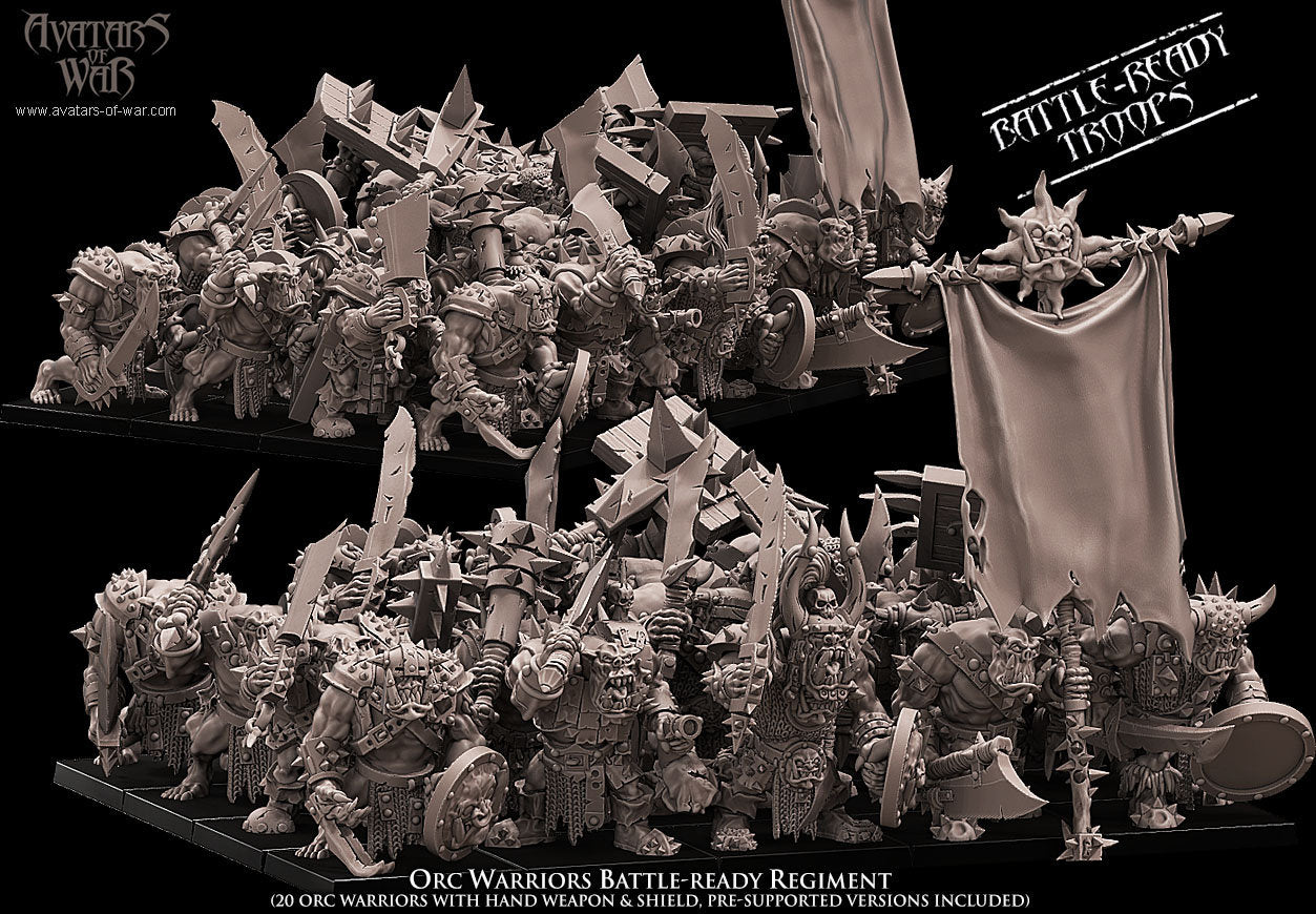 Orc Warrior Battle Ready regiment (20 orcs) Resin Miniatures Regiment alternate view 4