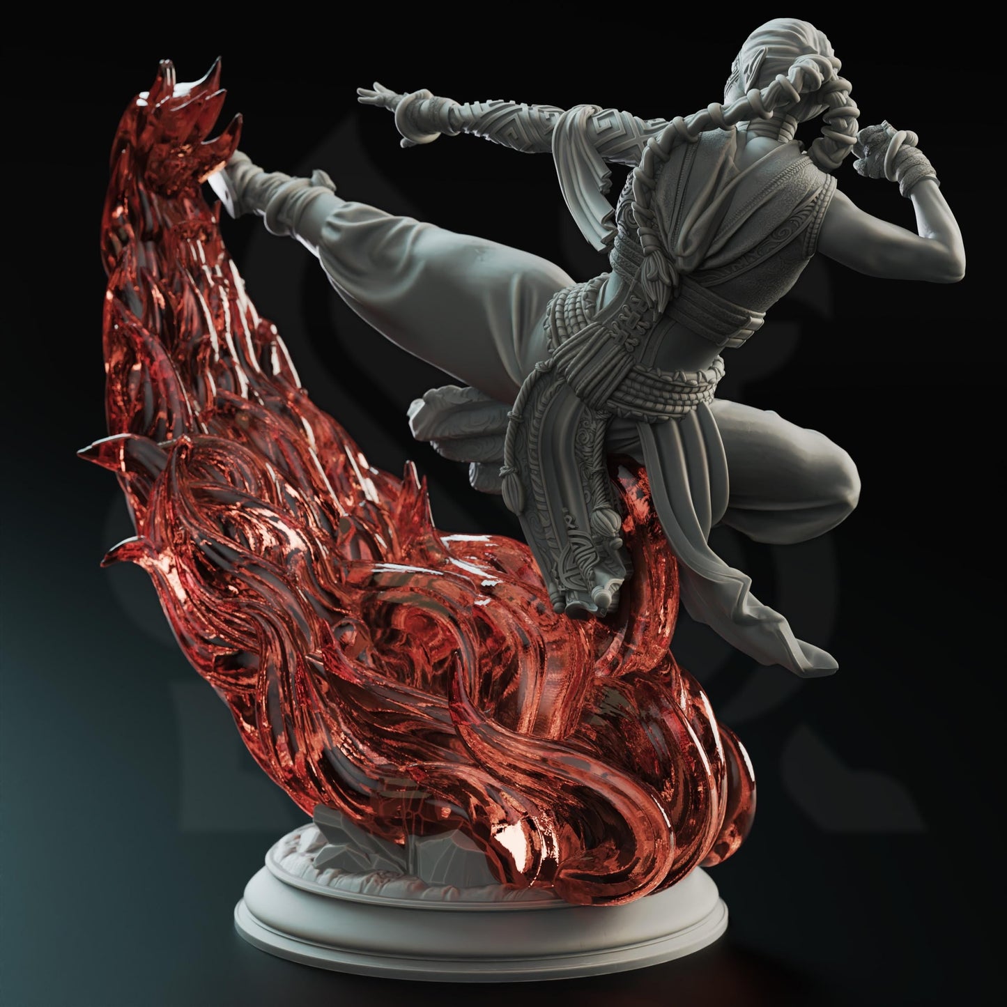 Fire Element Monk Resin Miniature Figure alternate view 2