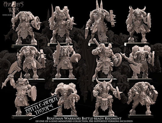 Beastman Warriors Regiment x20 Resin Miniatures Regiment alternate view 2