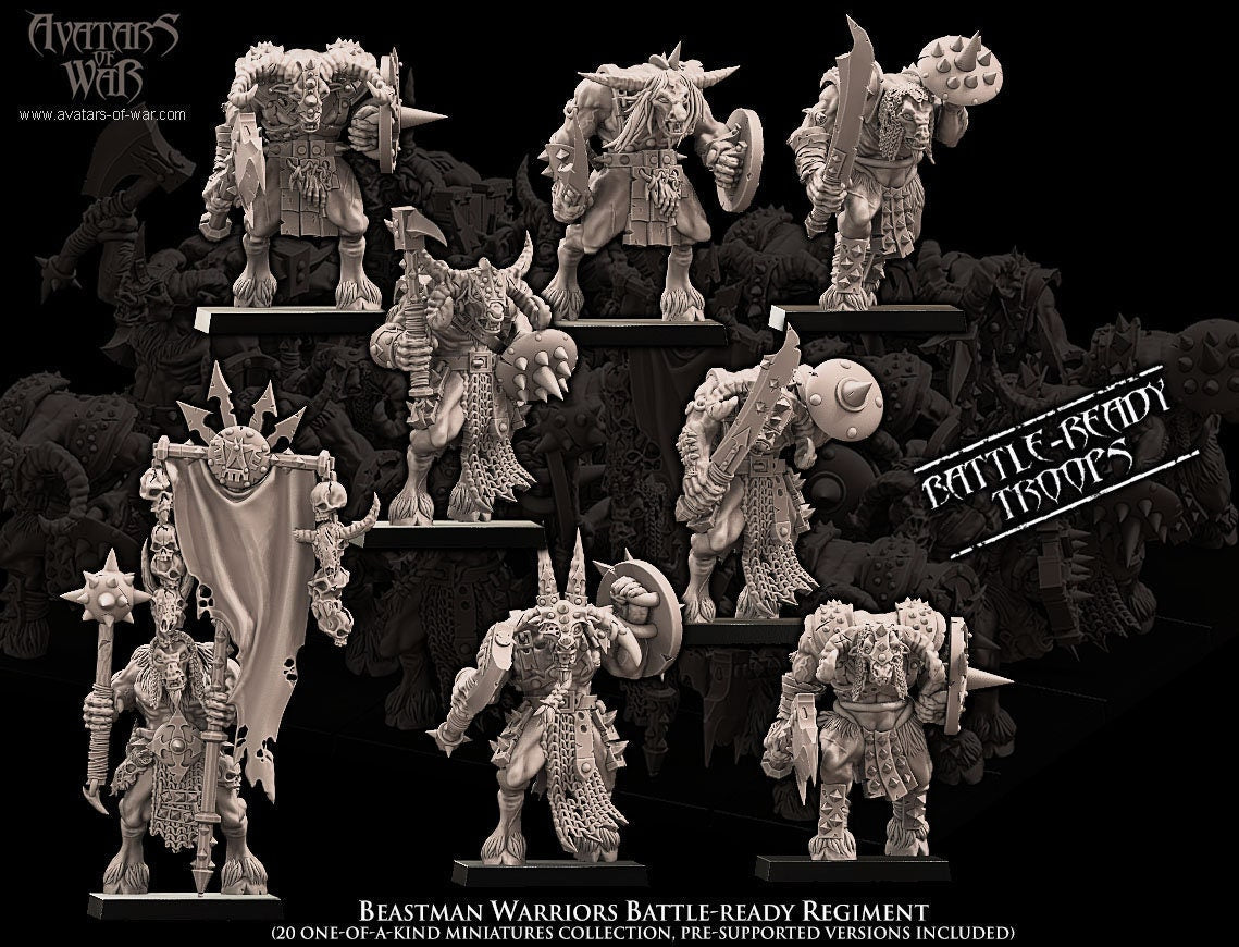 Beastman Warriors Regiment x20 Resin Miniatures Regiment alternate view 3