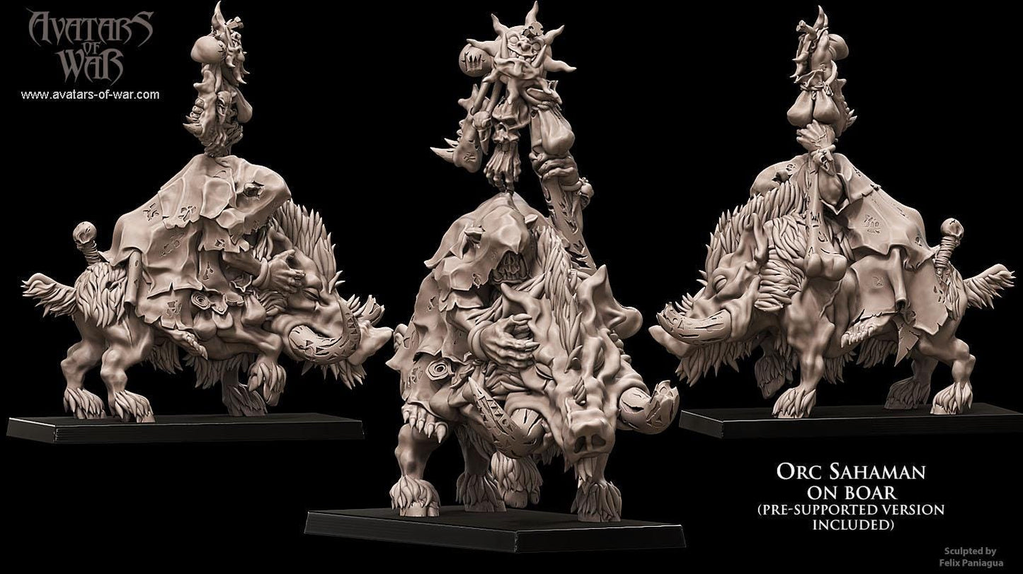 Orc Shaman on Boar Resin Miniature Figure product image
