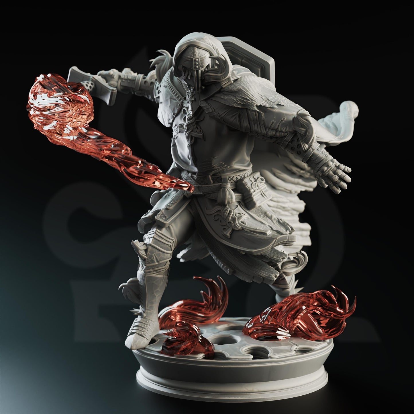 Fire Crusader Paladin Resin Miniature Figure alternate view 3