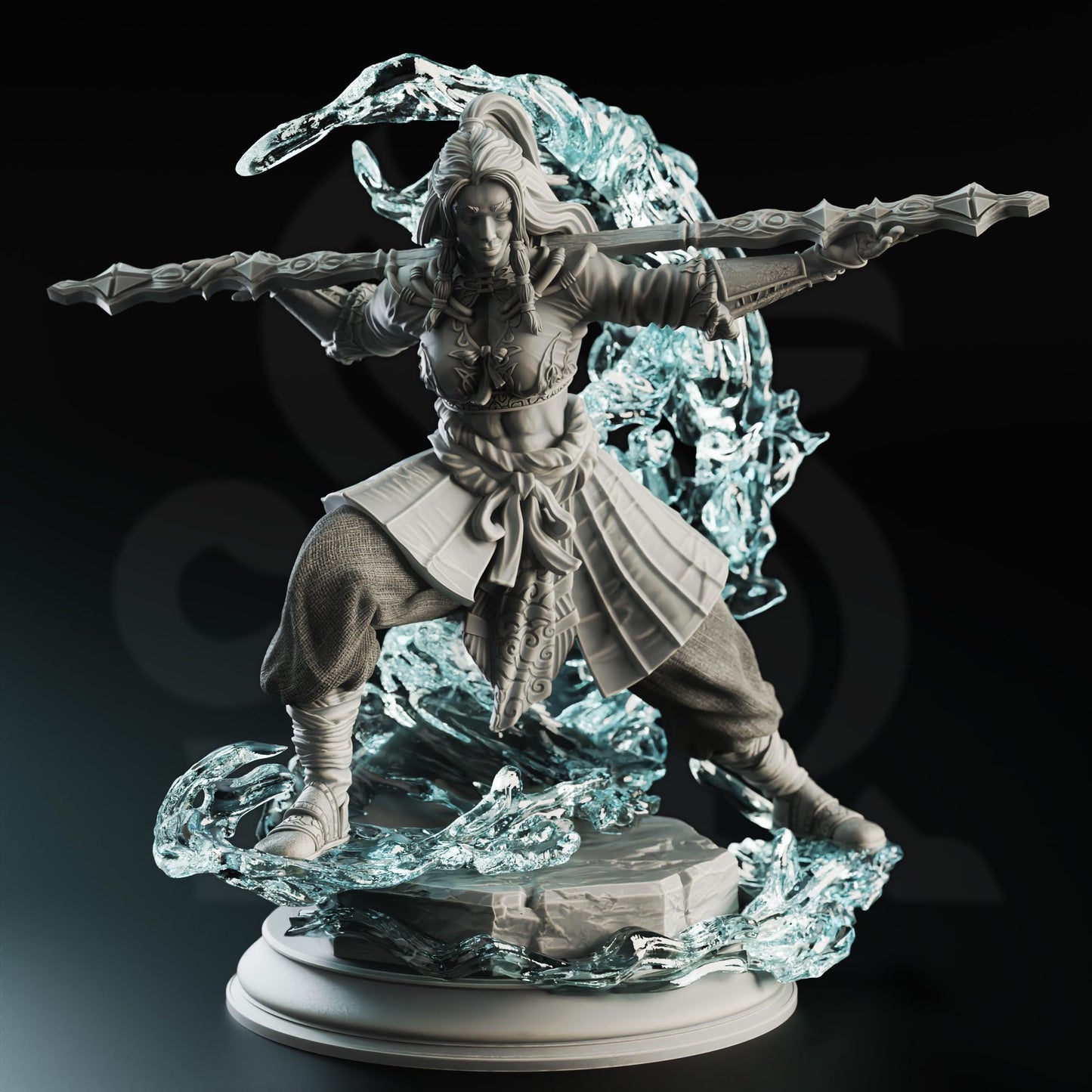 Water Element Monk Resin Miniature Figure alternate view 2