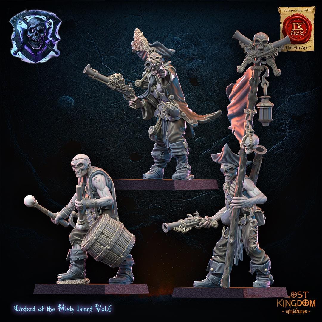 Misty Island Abyssal Pirates Command Group Resin Boss Miniature alternate view 3