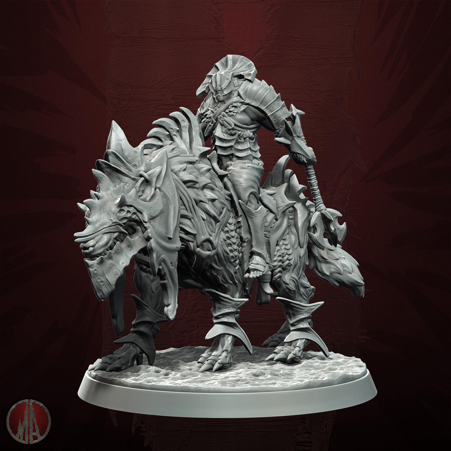 Orc Dire Wolf Riders Resin Miniature Figure alternate view 4