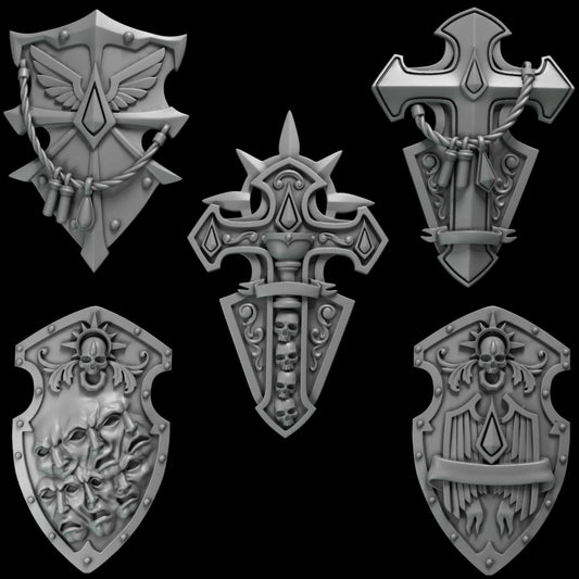 Crimson Lords Shields x5 Resin Upgrade Parts alternate view 2