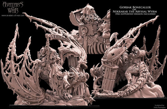 Gorvak Bonecalled on Abyssal Wyrm Resin Boss Miniature alternate view 2